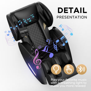 English Elm 2024 Massage Chair Recliner Zero Gravity with Full-Body Air Pressure, Automatic Office L-Shaped Black W1875P154836