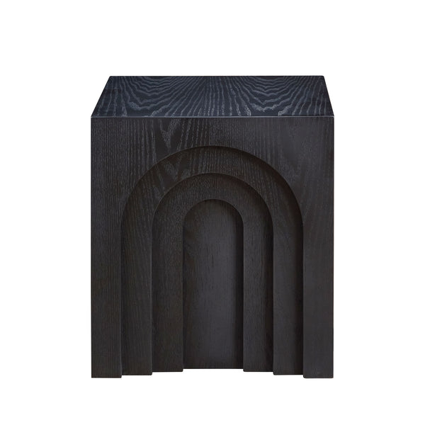 English Elm 15.74'' Modern Square Side Table Compact Accent Nightstand MDF Imitation Wood Durable Stylish Decor Black W876P245156