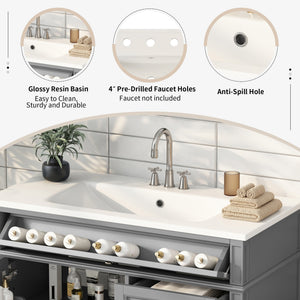 English Elm 36'' Modern Bathroom Vanity With Durable Sink, 2 Drawers & Tip-Out Tray For Stylish Storage Solutions N710S136004E
