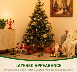 English Elm 6.5ft Artificial Cedar Tree with Pe Needles and Steel Base for Indoor Holiday Decor T3971P419248