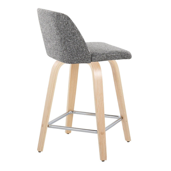 English Elm Toriano 24" Fixed Height Swivel Counter Stools - Set Of 2 With Natural Wood & Grey Noise Fabric B202S00116-GIGA