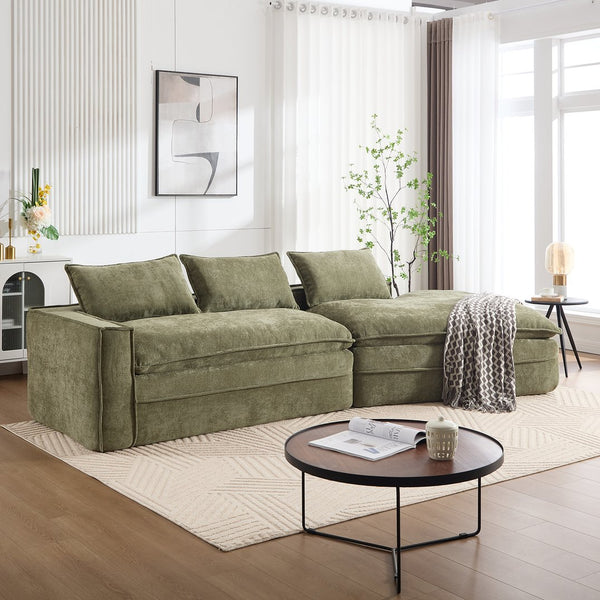 English Elm Modern Minimalist Modular Sectional Sofa - Stylish Cloud Couch With Right-Facing Chaise For Cozy Living W2959S00013
