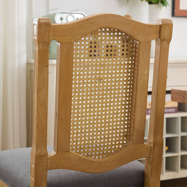 English Elm Full Solid wood rattan-back dining chair with breathable matte linen cushion, high-resilience foam comfort W1143P384365 W1143P384365