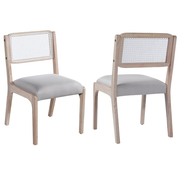 English Elm Wood Dining Chairs Set Of 2, Chic Modern Farmhouse Seating With Sturdy Frame & Soft Beige Linen Upholstery N842P300886A-GIGA