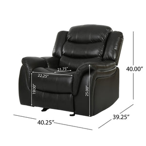 English Elm Christopher Knight Home® - Classic Design Recliner Black Berry PU Upholstery Glider Recliner Spacious Soft Seat Durable Frame Comfort N763P215170B
