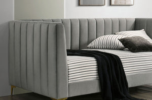 English Elm Contemporary Tuxedo-Inspired Daybed With Channel Tufting And Gold Metal Legs For Stylish Comfort B2741S00480