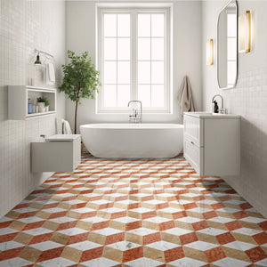 English Elm Hexagon Water-jet Marble Hexagon 5.7" Polished White Gold Red Tiles 12pcs for Floor & Wall Luxury W1696P314482