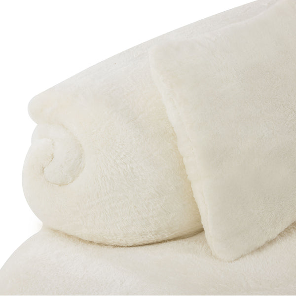 English Elm white plush curved multi-seater sofa with pillows — Nordic skin-friendly fabric, space-saving design W3612S00008