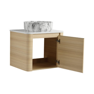 English Elm 24'' Wall-Mounted Bathroom Vanity With Ceramic Vessel Sink & Soft-Close Door For Small Spaces W999S00460