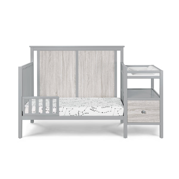 English Elm Connelly 4-in-1 Crib and Changer Combo with Attached Changing Table, Adjustable Heights & Storage Grey B022P204835