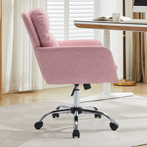 English Elm Artificial Pu Leather Office Chair Ergonomic Foam Cushion Adjustable Height Modern Desk Seat Pink W2311P409614