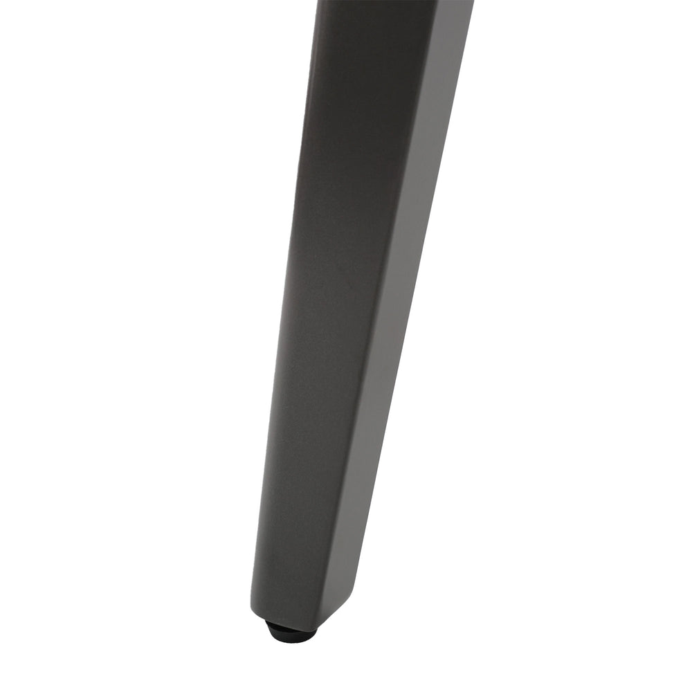 English Elm 62.99" Modern Artificial Stone Dining Table With Black Curved Edge - Seats 6, Sleek Metal Legs W1535S00525