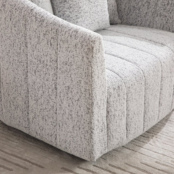English Elm 39"w Chenille Barrel Swivel Chair Tufted Pumpkin Silhouette Cozy Reading Accent Seat White+Black W3118S00039