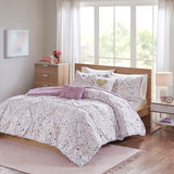 Abby/Lara/Nicole Modern/Contemporary Metallic Printed and Pintucked Comforter