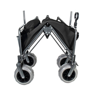 English Elm 3-in-1 Collapsible Wagon with Folding Tabletop Cup Holders All Terrain Beach Camping Black W2932P421326
