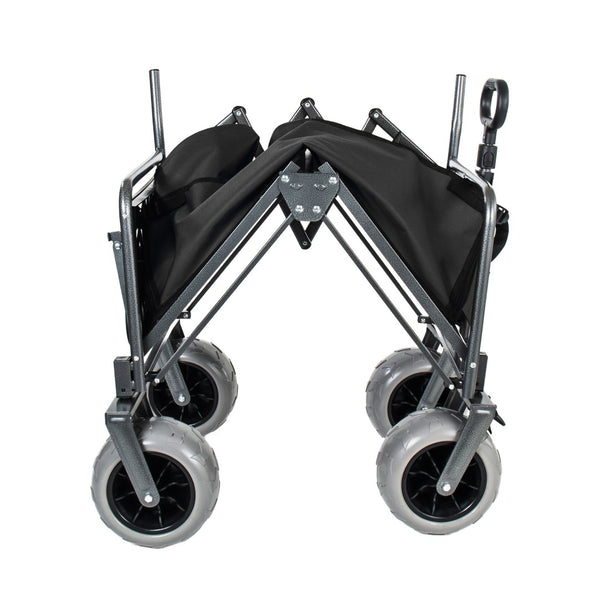 English Elm 3-in-1 Collapsible Wagon with Folding Tabletop Cup Holders All Terrain Beach Camping Black W2932P421326