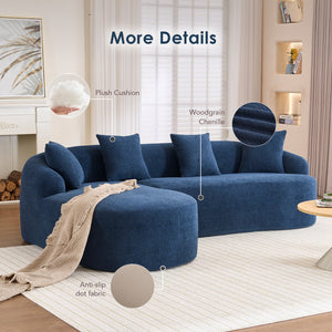 English Elm Compression Compression Sponge Sofa Curved Modular Sectional with 30D High-Density Chenille Sleeper for Cozy Apartment Living Room Comfort and Safe Rounded Design Navy Blue W2231S00030