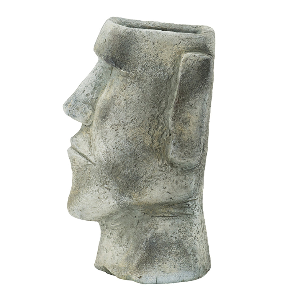English Elm 6.5x5.5x11" Easter Island Cement Planter – Stone-Finish Indoor/Outdoor Statue Pot, Durable & Chic W2078P322853