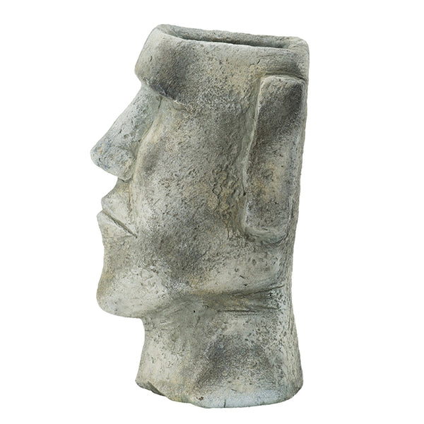 English Elm 6.5x5.5x11" Easter Island Cement Planter – Stone-Finish Indoor/Outdoor Statue Pot, Durable & Chic W2078P322853