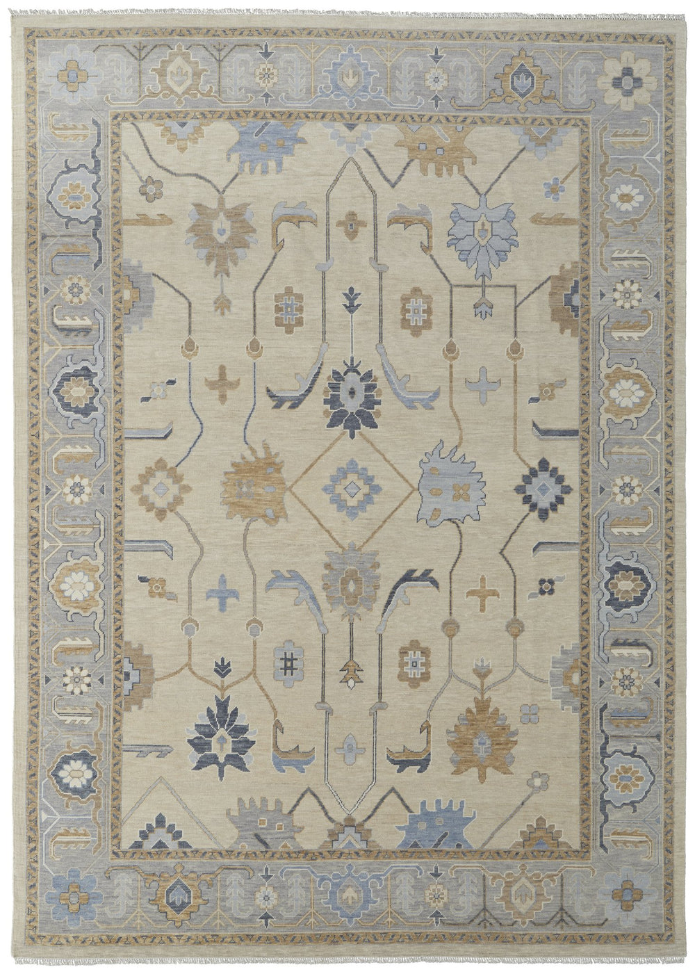 Feizy Rugs Karina Hand-knotted Wool Rug - Timeless Elegance With Floral Design & Rich Colors For Sophisticated Decor Ivory,Blue,Tan Wool 90969g6fbgebluh50