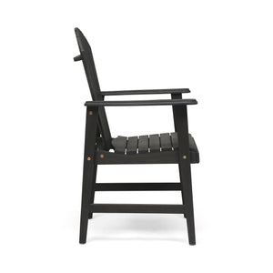 English Elm Christopher Knight Home® - Outdoor Acacia Wood Adirondack Dining Chairs Set of 2 — Weather-Resistant Patio Armchairs with Rustic Charm and Comfort DARK GREY 64844.00DGRY