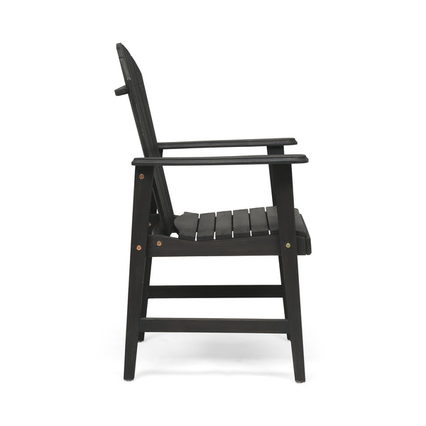 English Elm Christopher Knight Home® - Outdoor Acacia Wood Adirondack Dining Chairs Set of 2 — Weather-Resistant Patio Armchairs with Rustic Charm and Comfort DARK GREY 64844.00DGRY