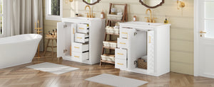 English Elm 60'' Bathroom Vanity Set With Soft-Close Drawers, Elegant Ceramic Sink & Ample Storage Space N710SS00002K