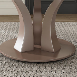 English Elm 59" Round Dining Table With Lazy Susan & Heat-Resistant Stone Top - Perfect For Home & Events! W2699S00077