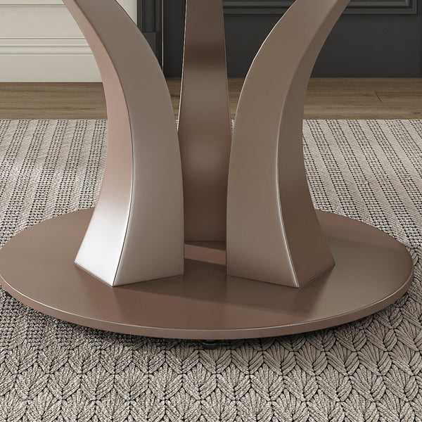 English Elm 59" Round Dining Table With Lazy Susan & Heat-Resistant Stone Top - Perfect For Home & Events! W2699S00077