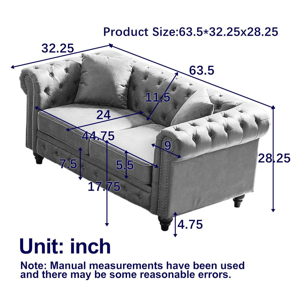 English Elm Fx Chesterfield Sofa Button Tufted Tech Fabric Nail Head Arms Living Room Seat Brown W1926S00108