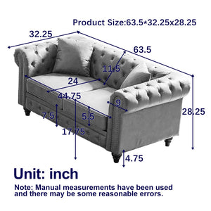 English Elm Fx Chesterfield Sofa Button Tufted Tech Fabric Nail Head Arms Living Room Seat Brown W1926S00108