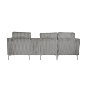 English Elm Convertible Corduroy Sectional Sofa With Usb & Cupholders – Modern 3-Seater In Gray For Comfort W3098S00029