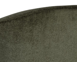 Sunpan Bliss Curvy Contemporary Swivel Lounge Chair in Hunter Green with Stylish Black Steel Base Bergen Olive