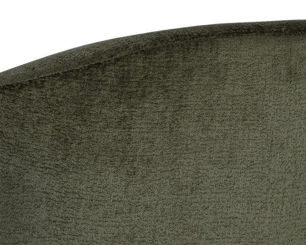 Sunpan Bliss Curvy Contemporary Swivel Lounge Chair in Hunter Green with Stylish Black Steel Base Bergen Olive