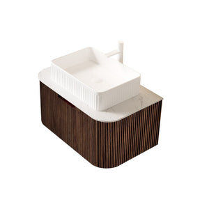 English Elm Muri Floating Bathroom Vanity Plywood Cabinet Sintered Stone Top Oak Drawer Carrara White,Dark Walnut,White W2615S00188