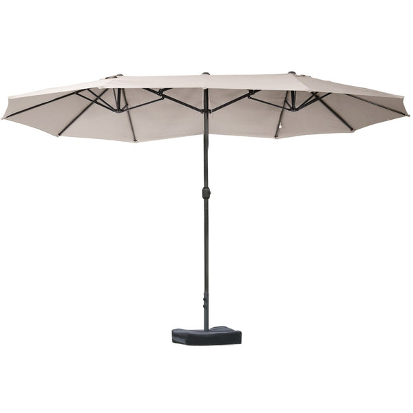 English Elm Outsunny 15' Double-Sided Patio Umbrella With Steel Frame, Easy Crank & Expansive Sun Protection W2225P174247-GIGA