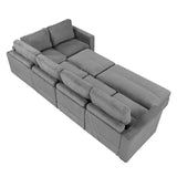 English Elm 121.3" Sectional Couch Sofa Bed Modular Sofa With Two Movable Ottomans For Living Room (Old Sku:N719S001640E), Gray