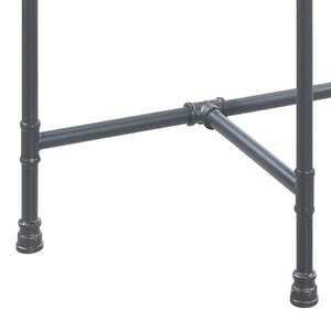 English Elm Brantley Industrial Pipe Frame Sofa Table with Tempered Glass Top for Living Rooms B2726P448754