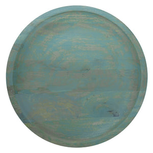 English Elm Haynes Solid Mango Wood Accent Table Teal Wash Finish Bohemian Plant Stand B136P419864