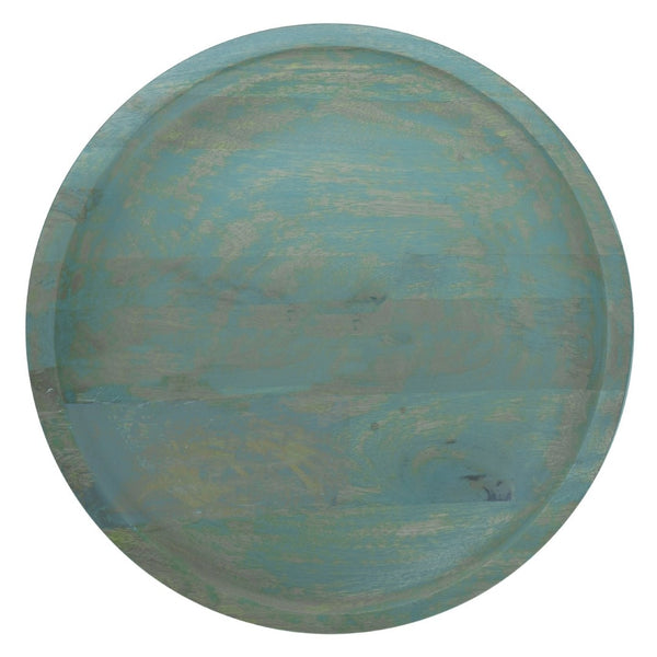 English Elm Haynes Solid Mango Wood Accent Table Teal Wash Finish Bohemian Plant Stand B136P419864