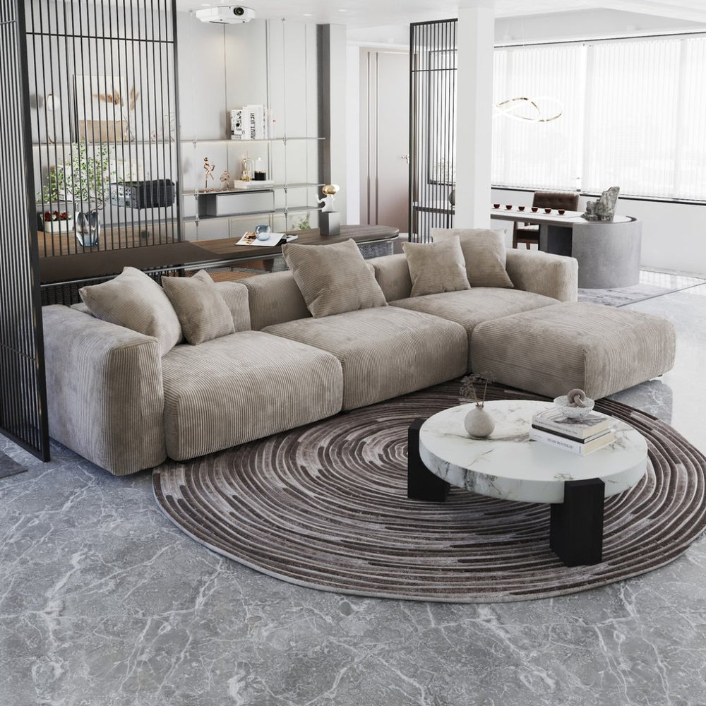 English Elm Pixel Modern Modular Sofa – Versatile L-Shaped 4-Seater Corduroy Comfort For Family Spaces B341S00025-GIGA