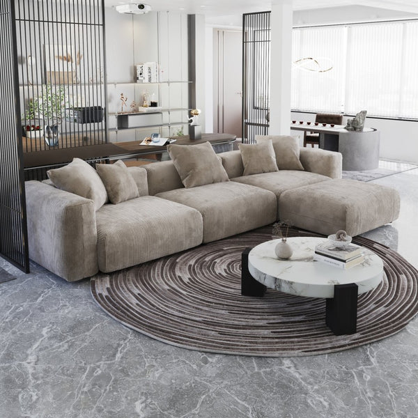 English Elm Pixel Modern Modular Sofa – Versatile L-Shaped 4-Seater Corduroy Comfort For Family Spaces B341S00025-GIGA