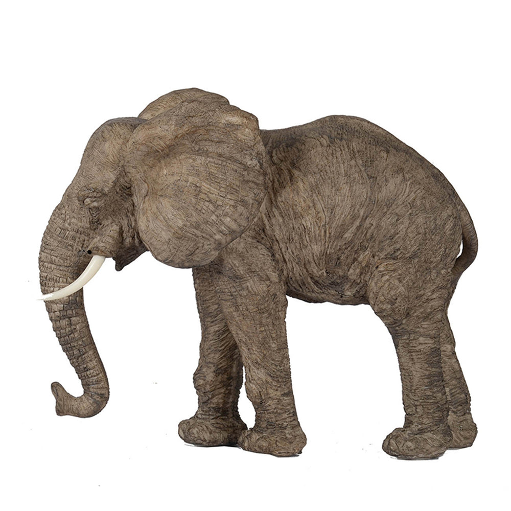 English Elm 13x5x10" Noble Tai Polyresin Elephant Accent Statue, Detailed Brown Finish, Durable Regal Home Décor W2078P314959