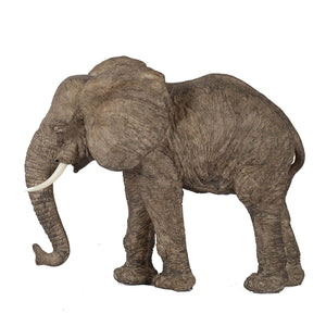 English Elm 13x5x10" Noble Tai Polyresin Elephant Accent Statue, Detailed Brown Finish, Durable Regal Home Décor W2078P314959