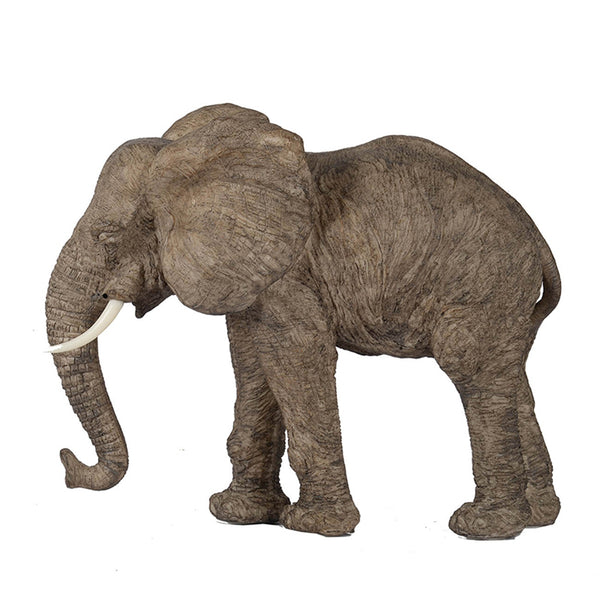 English Elm 13x5x10" Noble Tai Polyresin Elephant Accent Statue, Detailed Brown Finish, Durable Regal Home Décor W2078P314959