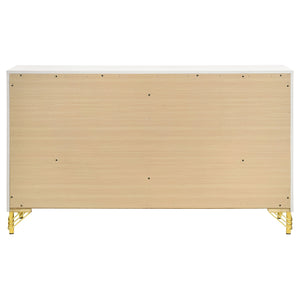 English Elm Chesney White 6-Drawer Dresser With Gold Trim - Modern Glam Storage For Stylish Bedroom Organization B062P353275