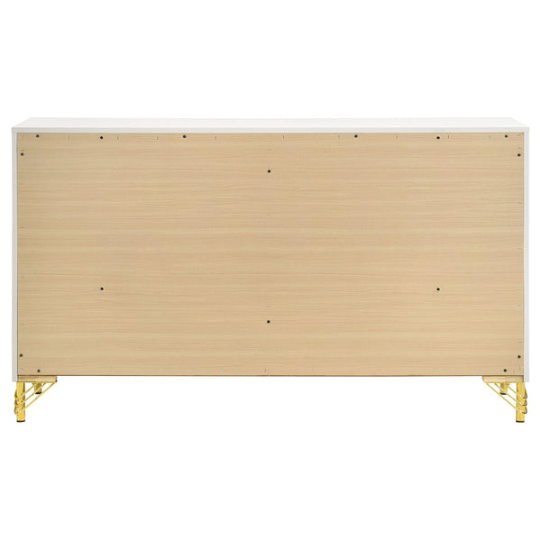 English Elm Chesney White 6-Drawer Dresser With Gold Trim - Modern Glam Storage For Stylish Bedroom Organization B062P353275