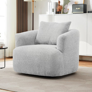 English Elm 360° Swivel Boucle Barrel Chair with Pocket Springs for Modern Living Rooms N719P288552R