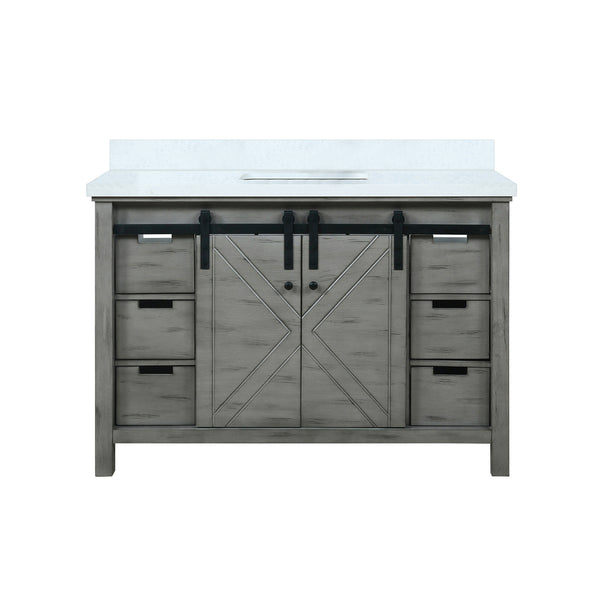 English Elm Ash Grey Bath Vanity 48" W X 22" D - Stylish Cultured Marble Countertop & Ample Storage Solutions B2731P260126