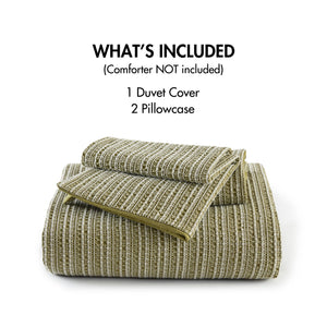 English Elm 3PCS Waffle Washed Comforter Set Full/Queen with Breathable 100% Cotton Face and Plush 270G Fill Green 11.5 L x 9.5 W x 8 H B035P341118